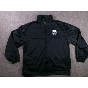 United States Olympic Committee Jacket Men Extra Large Black Full Zip USA Made